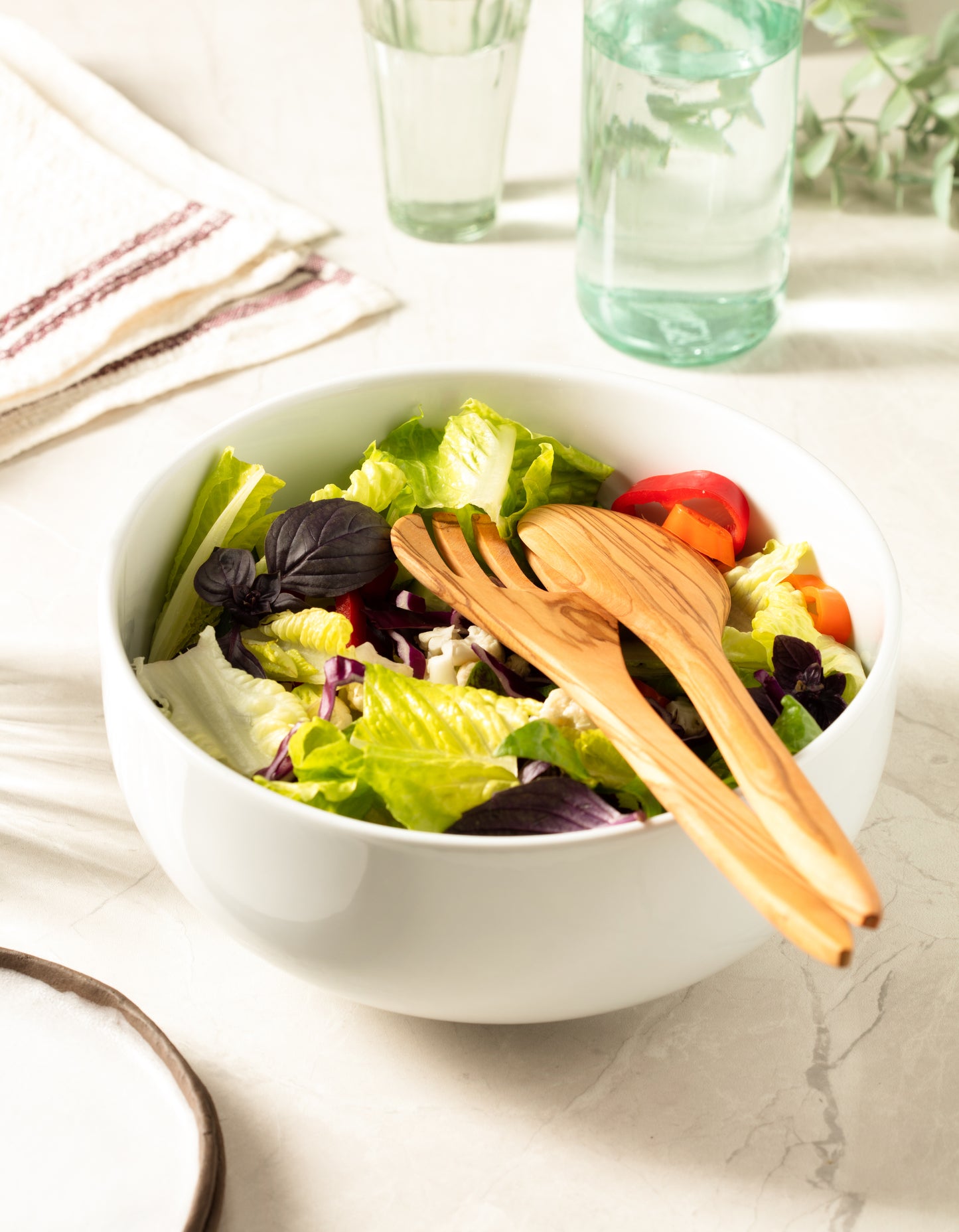 Zeytin Ağacı El Yapımı 2 Parça Salata Servis Seti