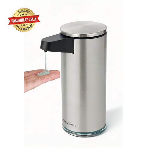 Demy Haus SensePro Sensörlü Şarj Edilebilir Sıvı Sabunluk Paslanmaz Çelik Gri