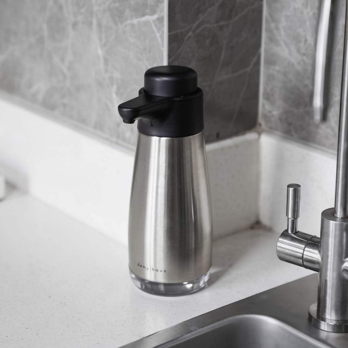 Demy Haus SenseTouch Paslanmaz Çelik Sıvı Sabunluk Gri