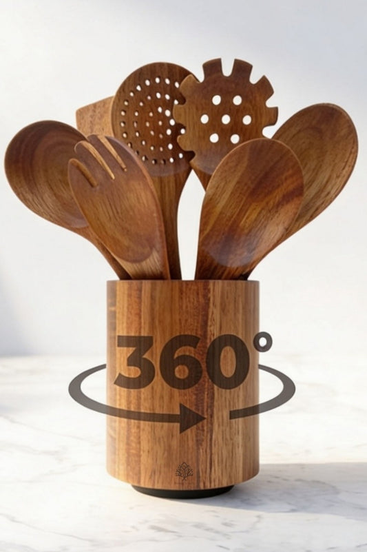Demy Craft  360° Dönen Tezgah Üstü Akasya Kaşıklık