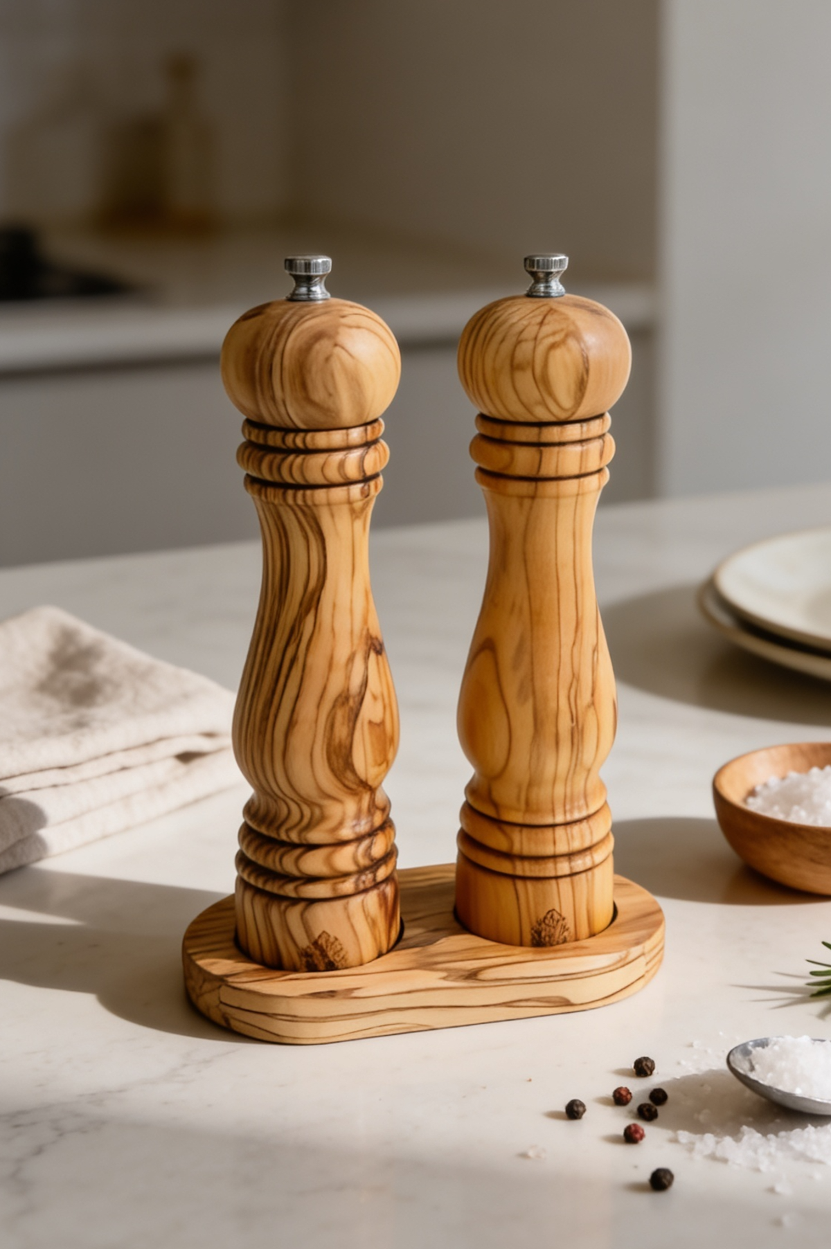 Demy Craft Olea Zeytin Ağacı Tuz ve Karabiber Öğütücü Seramik Mekanizmalı