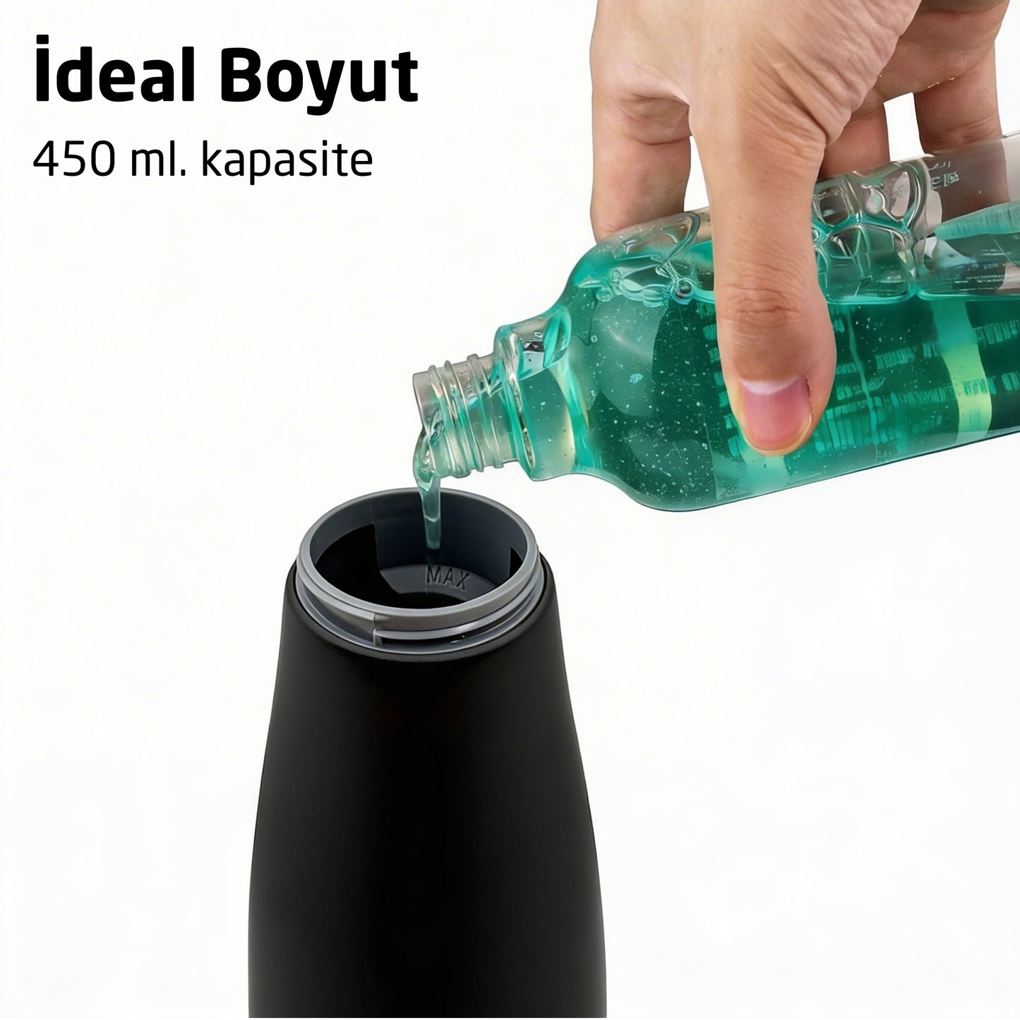 Demy Haus SenseTouch Paslanmaz Çelik Sıvı Sabunluk Siyah