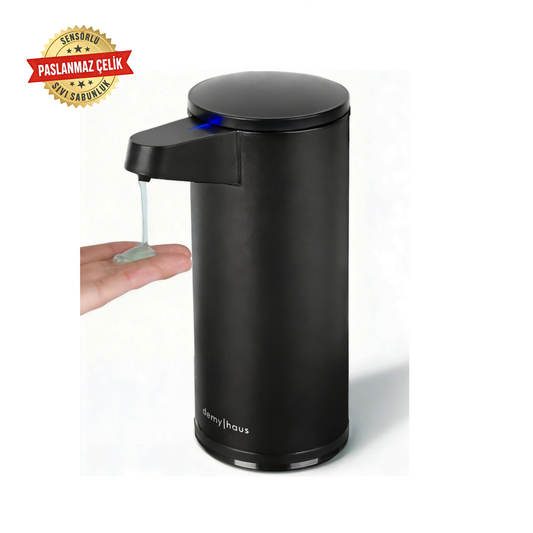 Demy Haus SensePro Sensörlü Şarj Edilebilir Sıvı Sabunluk Paslanmaz Çelik Siyah