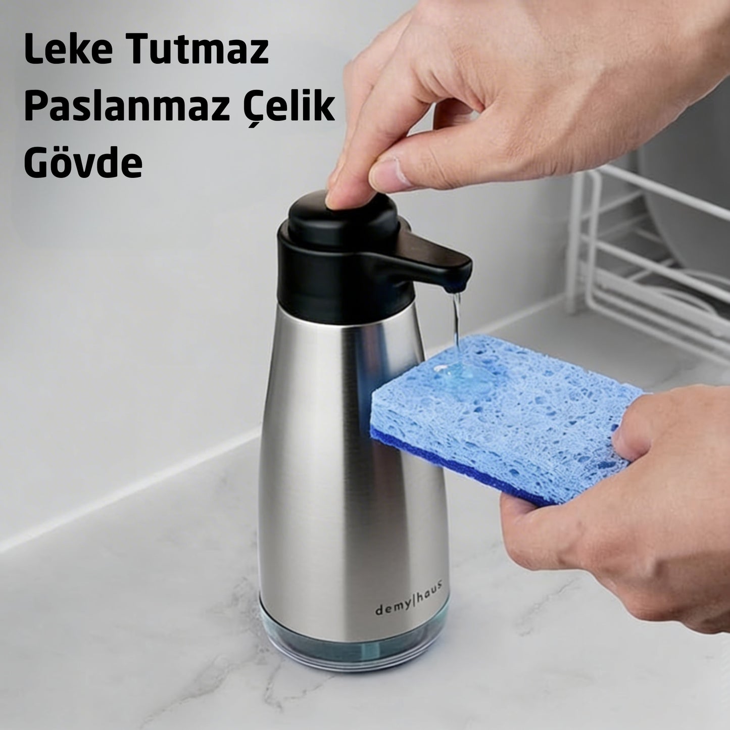 Demy Haus SenseTouch Paslanmaz Çelik Sıvı Sabunluk Gri