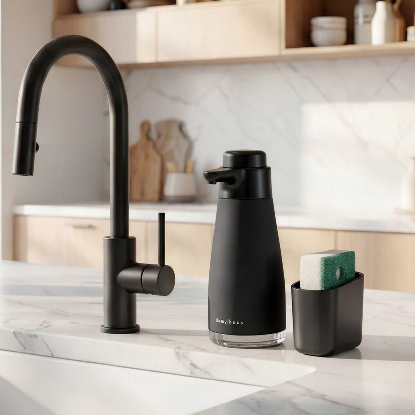 Demy Haus SenseTouch Paslanmaz Çelik Sıvı Sabunluk Siyah