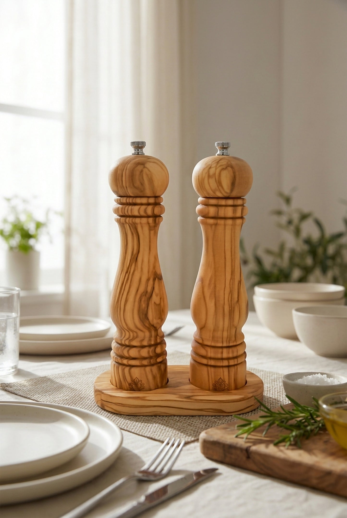 Demy Craft Olea Zeytin Ağacı Tuz ve Karabiber Öğütücü Seramik Mekanizmalı
