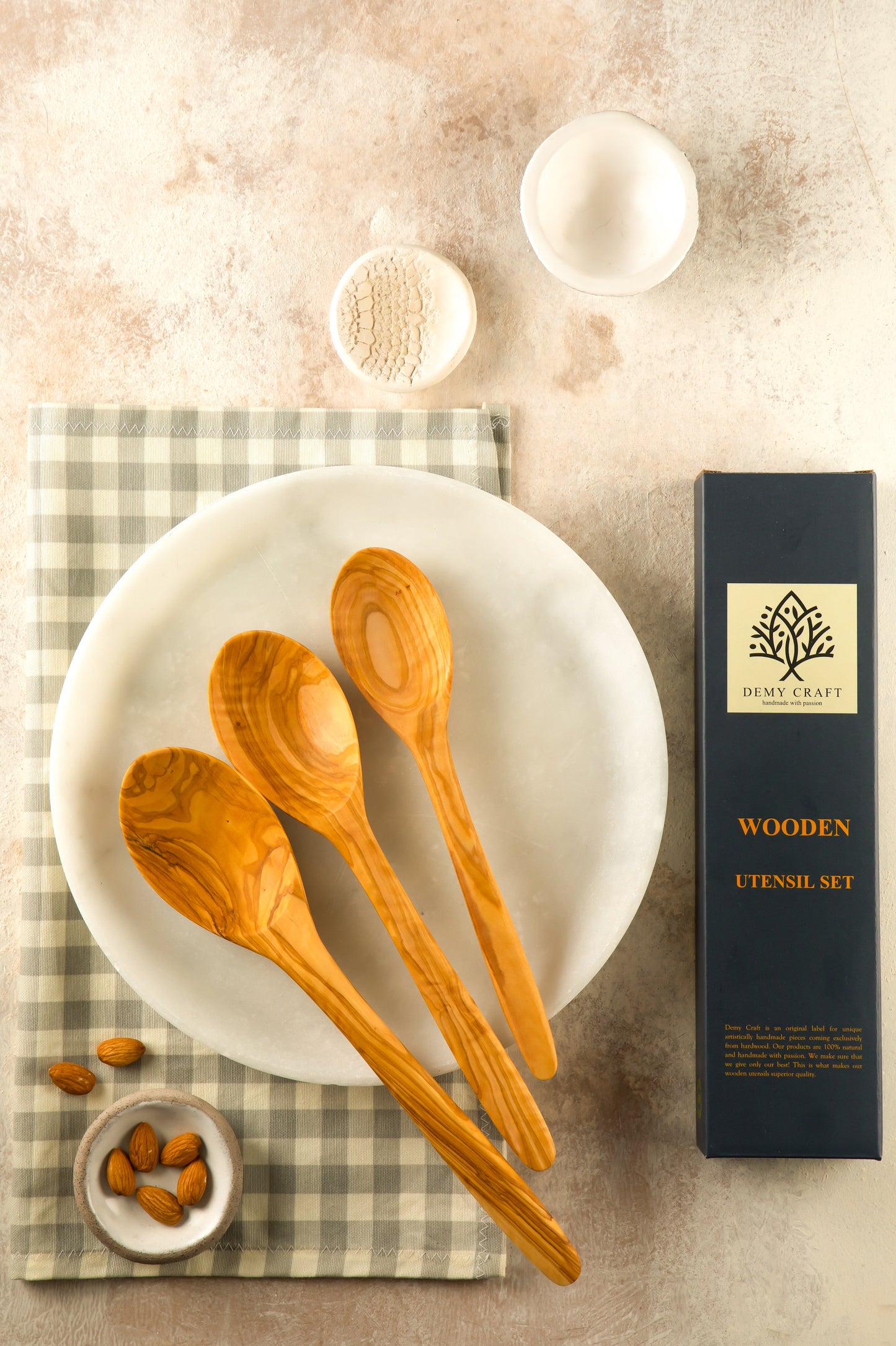 Zeytin Ağacı El Yapımı Büyük Boy 3 Parça Kaşık Seti